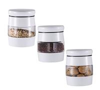 Royal Cuisine 3pcs Stackable Tea Coffee Sugar Canisters Set Glass Food Storage Jars with Lids Airtight Tea Sugar and Coffee Containers Set Sugar Tea Coffee Set Tea and Coffee Jars (White)