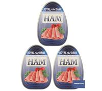 Royal Dane Tinned Cooked Ham 340g x 3 Pack - Ready to Eat Canned Ham, British Pantry Essential - Premium Quality Pork for Sandwiches, Salads & Camping