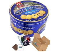 Royal Dansk Danish Butter Cookies 1.81kg Family Tin - Classic Sweet & Buttery Treat With Festive Christmas Card - Perfect for Sharing Boxed Treatz