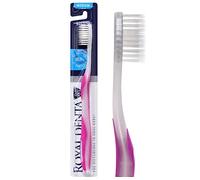 Royal Denta Flossing Toothbrush for Adults, Dual Length Silver Infused Bristles for Interdental Plaque Removal & Gum Care, Medium Soft Manual Toothbrush, Ergonomic Grip Handle (Pink)