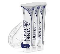 Royal Denta Naturally Teeth Whitening Toothpaste for Adults 130g x3, Fluoride Toothpaste Removes Stains While Gentle on Sensitive Teeth & Enamel, Gel with Xylitol & Silver Particles (3-Pack)