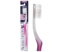 Royal Denta Soft Toothbrush for Adults, Dual Length Soft Bristles for Sensitive Teeth & Gums, Silver-Infused Manual Toothbrush for Whitening, Flossing and Braces, Ergonomic Grip Handle (Pink)