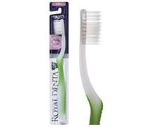 Royal Denta Soft Toothbrush for Adults, Dual Length Soft Bristles for Sensitive Teeth & Gums, Silver Infused Manual Toothbrush for Whitening, Flossing and Braces, Ergonomic Grip Handle (Green)