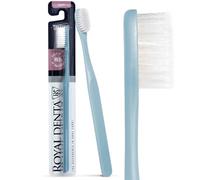 Royal Denta Soft Toothbrush for Adults, Soft Bristle Manual Tooth Brush with Dual Length Silver Infused Bristles for Sensitive Teeth & Gum, Made in Korea (Blue)