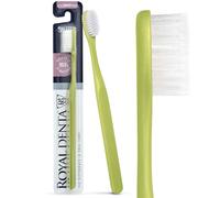 Royal Denta Soft Toothbrush for Adults, Soft Bristle Manual Tooth Brush with Dual Length Silver Infused Bristles for Sensitive Teeth & Gum, Made in Korea (Green)
