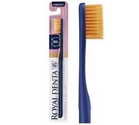 Royal Denta Super Soft Toothbrush for Adults, Dual-Lenght Bristles Interdental Brush with Gold Infused Bristle for Sensitive Teeth & Gum, Gentle Plague Removal Toothbrush Head, Made in Korea (Blue)