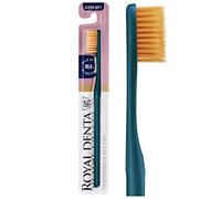 Royal Denta Super Soft Toothbrush for Adults, Dual-Lenght Bristles Interdental Brush with Gold Infused Bristle for Sensitive Teeth & Gum, Gentle Plague Removal Toothbrush Head, Made in Korea (Teal)
