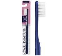 Royal Denta Super Soft Toothbrush for Adults, Dual-Lenght Bristles Interdental Brush with Silver Infused Bristle for Sensitive Teeth & Gum, Gentle Plague Removal Toothbrush Head, Made in Korea (Blue)