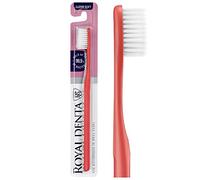 Royal Denta Super Soft Toothbrush for Adults, Extra Soft Bristle Manual Toothbrush with Dual Length Silver Infused Bristles for Sensitive Teeth & Gums, Gentle Plaque Removal, Made in Korea (Coral)