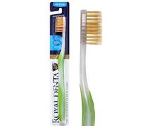 Royal Denta Toothbrush for Adults, Medium Soft, Gold Infused Dual-Length Bristles Toothbrush Head Perfect as Interdental Brush & Teeth Whitening, Ergonomic Grip Handle for Daily Oral Care, Green