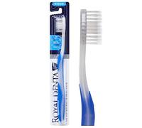 Royal Denta Toothbrush for Adults, Medium Soft, Silver Infused Dual-Length Bristles Toothbrush Head Perfect as Interdental Brush & Teeth Whitening, Ergonomic Grip Handle for Daily Oral Care, Blue