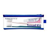 Royal Denta Travel Kit Duo Sensitive - Travel Toothbrush & Toothpaste Set with 20g Hydroxyapatite Toothpaste, 2X Silver Extra Soft Toothbrushes, Brush Caps & Water-Resistant Case