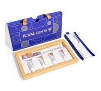 Royal Denta Travel Kit Gift Set - Luxury Gift Box with Gold Medium Toothbrush, Water-Resistant Travel Case and Travel Toothpaste Multipack, Emerald Green