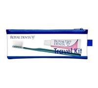 Royal Denta Travel Kit Solo Sensitive - Travel Toothbrush & Toothpaste Set with 20g Hydroxyapatite Toothpaste, Silver Extra Soft Toothbrush, Brush Caps & Water-Resistant Case