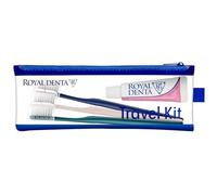 Royal Denta Travel Kit Trio Sensitive - Travel Toothbrush & Toothpaste Set with 20g Hydroxyapatite Toothpaste, 3X Silver Extra Soft Toothbrushes, Brush Caps & Water-Resistant Case