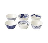Royal Doulton Bowls, Stoneware, Designed to Mix & Match, 1815 Pacific 11cm/4.5in, Blue Mixed Patterns, Set of 6