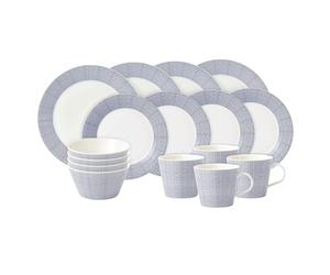 Royal Doulton Dinner Set, Stoneware, Designed to Mix & Match, 1815 Pacific Dinnerware Set, Blue Dots, 16 Piece Set