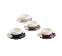 Royal Doulton Flat White Cup & Saucer - 1815 Coffee Studio - Porcelain Set of 4 - Small Cups & Saucers Ideal for Flat Whites, Cappuccino, Coffee & Hot Beverages - Better Heat Retention, 175ml Each