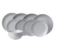 Royal Doulton Gordon Ramsay Maze 1054416 12 Pc Dinnerware Set Light Grey,Stoneware