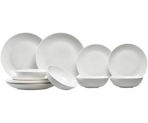 Royal Doulton Gordon Ramsay Maze White Collection Stoneware Set of 12 - Dinner Plates, Side Plates, & Cereal Bowls Ideal for Breakfast, Lunch and Dinner