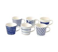 Royal Doulton Mug - Pacific Blue Collection 6 Piece Mug Set - Porcelain Tableware - Perfect for Coffee, Tea and Hot Chocolate - 400ml