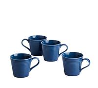 Royal Doulton Mugs, Stoneware, Designed to Mix & Match, Gordon Ramsay Maze Mug 400ml/13.5flo, z Denim, Set of 4, Blue