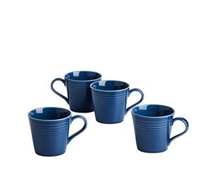 Royal Doulton Mugs, Stoneware, Designed to Mix & Match, Gordon Ramsay Maze Mug 400ml/13.5flo, z Denim, Set of 4, Blue