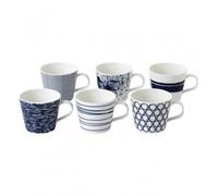 Royal Doulton Pacific Blue Collection 40034459-Small 6 Piece Mug Set, Tableware-Perfect for Coffee, Tea and Hot Beverages-Set of 6 x 280ml Cups, White, Porcelain, 1 Count (Pack of 6)