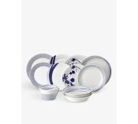 Royal Doulton - Pacific Blue Collection - Porcelain Tableware Set of 16 - Dinner Plates, Salad Plates, Pasta Bowls, Cereal Bowls