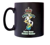Royal Electrical and Mechanical Engineers (REME) Mug with Personalise Option Image of Military Emblem Flag Crest Insignia MOD Official Product 10oz Black Satin Klassek Gift Present