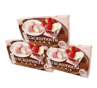 Royal Family Cacao Mochi Japanese Style Daifuku Sweet Rice Cake Desserts Snacks (8 Pieces) 80g - Strawberry (Pack of 3)