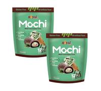 Royal Family Japanese Style Mochi Chewy Daifuku Rice Cake Mint Chocolate Chip Flavour with Creamy Filling 180g GLUTEN FREE (Pack of 2)