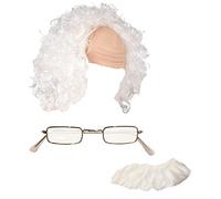 Royal Fashion Men's Old Man Novelty Props Old Professor Grandpa Costume Mad Scientist Professor Fancy Dress Accessory Albert Einstein Wig, Glasses and Mustache
