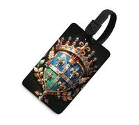Royal Flower and Crown Tiara Luggage Tag for Suitcases TSA Approved with Name Id Card Suitcase Tags Identifiers Black Strap Clear Window Personalized Baggage Tag for Cruise Airport Travel Essentials