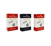 Royal Flush Playing Cards UK - 3 x Deck of Cards, Superior Cartamundi Linen Finish, Easy To Shuffle & Durable, Multipack Red & Blue, Great Gift For Games Night