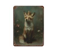 Royal Fox with Crown Tin Sign Vintage Metal Pub Club Cafe Bar Home Wall Art Decoration Poster Retro 12x16inch(30x40cm)