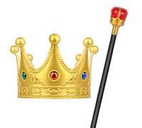 Royal Gold Crown and Scepter Set, Majestic Costume Accessories for Adults