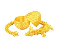 Royal Golden Dragon Egg, 12-Inch 3D Printed Egg with Articulated Crystal Dragon, Elegant Silk Gold Fidget Toy for Luxury Gift Idea and Sophisticated Desk Decor