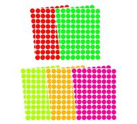 Royal Green Neon Color Coding Labels 1/2" (0.5) Inch 13Mm Round Dot Stickers - 5 Different Fluorescent Colors Dots Label - Half Inch Rounds Sticker 1600 Pack