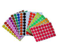 Royal Green Round Dot Stickers Coloured Labels 1.9cm (19mm) - 15 Assorted Colors - 600 Pack
