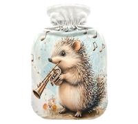 Royal Hedgehog Cute Music Cute hot Water Bottle with Soft Cover, 2L Warm Compress for Tummy Warmer, Tummy Warmer, Bolsa para cólicos menstruales