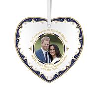 Royal Heritage H.R.H Harry and Megan Markle Wedding Commemorative Heart Shape Plaque, Fine China, Multi-Colour, 11 x 11.5 x 0.5 cm