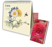 Royal Horticultural Society Calendar 2026 Desk Calendar Easel & RHS A5 Diary 2026 Hardback Giftset bundle Includes Free organising stickers