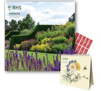 Royal Horticultural Society Calendar 2026 & RHS Desk Easel Calendar Gift Set Bundle with FREE Organising Stickers Included
