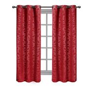 Royal Hotel Bedding Virginia Red Grommet Blackout Weave Embossed Window Curtain Panels, Pair/Set of 2 Panels, 37x84 inches Each
