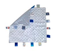 Royal Icon Baby Comforters tag blanket - Ultra Soft and Unique Design Taggies for Babies - Hypoallergenic Baby Taggy Blanket for Newborn Toddlers Boys and Girls 35x35 Cm (Blue - Ri15)
