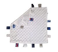 Royal Icon Baby Comforters tag blanket - Ultra Soft and Unique Design Taggies for Babies - Hypoallergenic Baby Taggy Blanket for Newborn Toddlers Boys and Girls 35x35 Cm (White - Ri15)