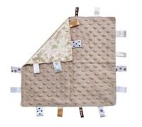 Royal Icon Baby Comforters tag blanket - Ultra Soft and Unique Design Taggies for Babies - Hypoallergenic Baby Taggy Blanket for Newborn Toddlers Boys and Girls 35x35 Cm (Beige)