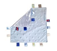 Royal Icon Baby Comforters tag blanket - Ultra Soft and Unique Design Taggies for Babies - Hypoallergenic Baby Taggy Blanket for Newborn Toddlers Boys and Girls 35x35 Cm (Blue Stars - Ri16)
