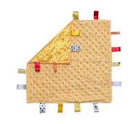 Royal Icon Baby Comforters tag blanket - Ultra Soft and Unique Design Taggies for Babies - Hypoallergenic Baby Taggy Blanket for Newborn Toddlers Boys and Girls 35x35 Cm (Yellow)